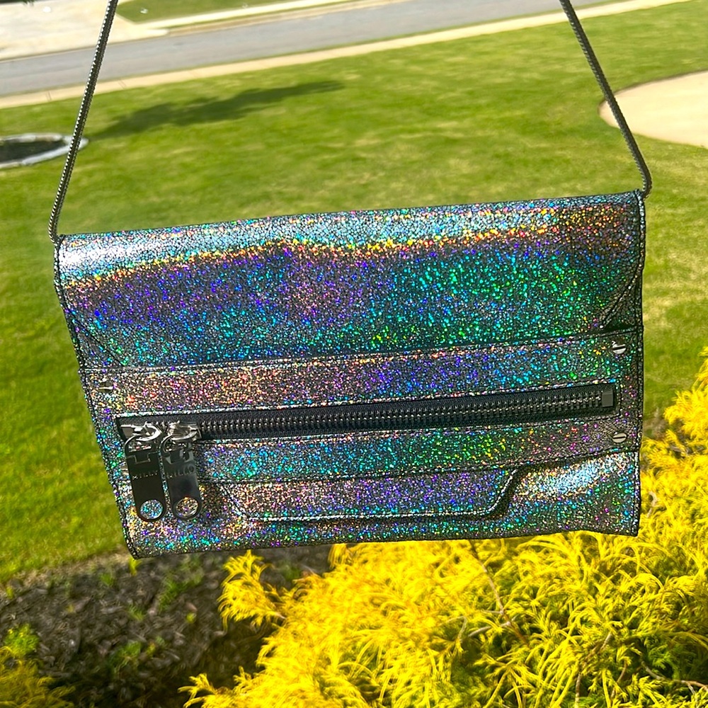 MILLY brand holographic clutch and shoulder bag